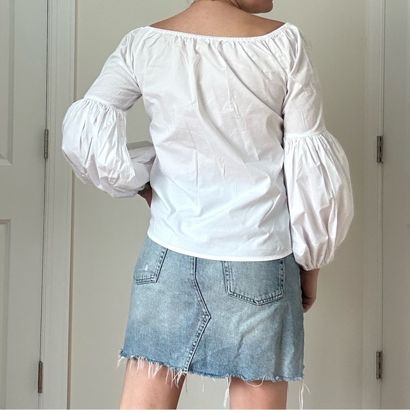 Jane & Delancey Cotton Poplin Off Shoulder Puff Sleeve Blouse - Picture 4 of 8